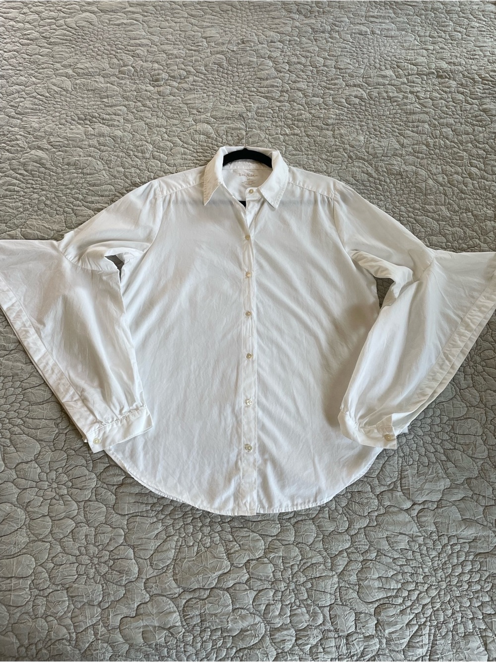 Lilly Pulitzer Women’s White Solid 100% Cotton Button-Up Long Sleeve Shirt M